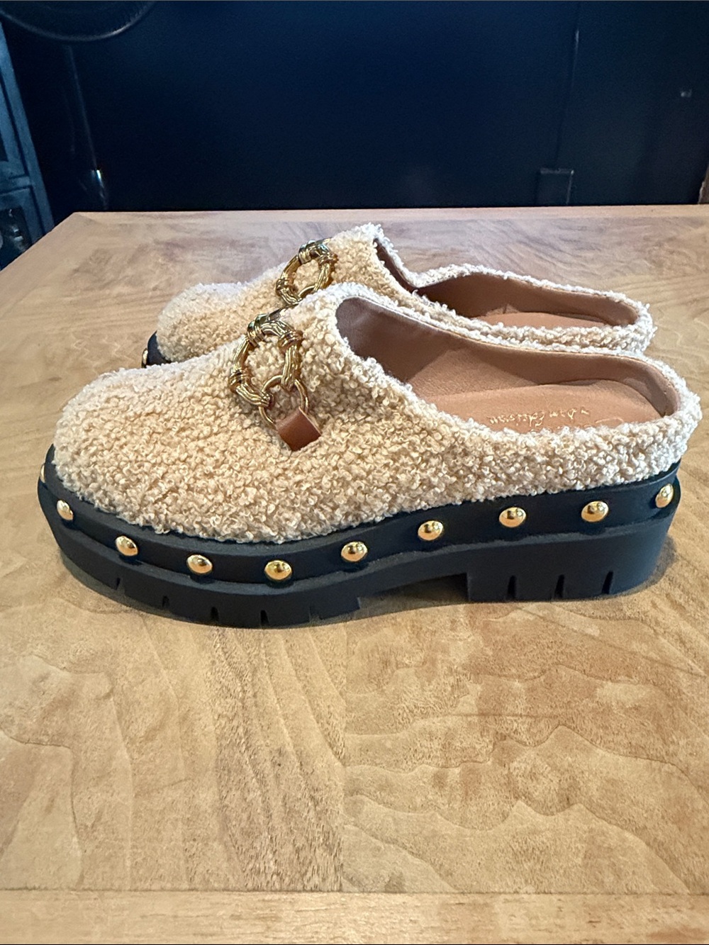 Circus - Sam Edelman Annie Shearling Studded Lug Sole Mules Size 6 - Picture 5 of 7